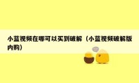小蓝视频在哪可以买到破解(小蓝视频破解版内购)