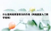 什么是网络黑客教父的作用（网络黑客入门教学视频）