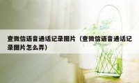 查微信语音通话记录图片（查微信语音通话记录图片怎么弄）