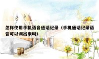怎样使用手机语音通话记录(手机通话记录语音可以调出来吗)