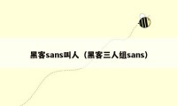 黑客sans叫人(黑客三人组sans)