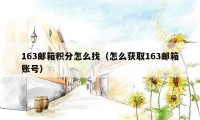163邮箱积分怎么找(怎么获取163邮箱账号)