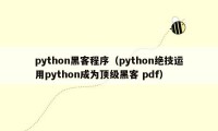 python黑客程序（python绝技运用python成为顶级黑客 pdf）