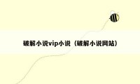破解小说vip小说(破解小说网站)