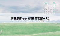 阿里黑客app(阿里黑客第一人)