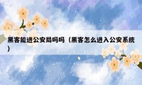 黑客能进公安局吗吗（黑客怎么进入公安系统）