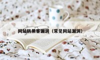 网站防黑客漏洞（常见网站漏洞）