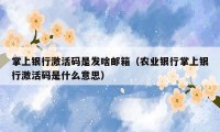 掌上银行激活码是发啥邮箱（农业银行掌上银行激活码是什么意思）