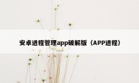 安卓进程管理app破解版（APP进程）