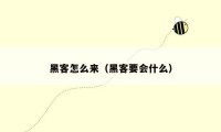 黑客怎么来(黑客要会什么)