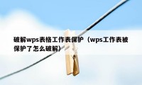 破解wps表格工作表保护（wps工作表被保护了怎么破解）