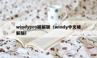 windypro破解版（windy中文破解版）