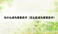 为什么成为黑客高手(怎么能成为黑客高手)