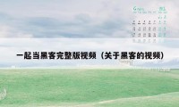 一起当黑客完整版视频(关于黑客的视频)