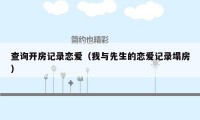 查询开房记录恋爱(我与先生的恋爱记录塌房)