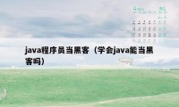 java程序员当黑客（学会java能当黑客吗）