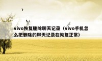 vivo恢复删除聊天记录(vivo手机怎么把删除的聊天记录在恢复正常)