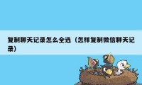 复制聊天记录怎么全选（怎样复制微信聊天记录）