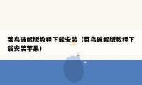 菜鸟破解版教程下载安装（菜鸟破解版教程下载安装苹果）