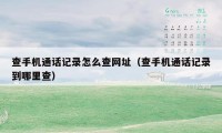 查手机通话记录怎么查网址（查手机通话记录到哪里查）