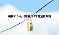 破解115vip（破解115下载速度限制）