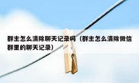 群主怎么清除聊天记录吗(群主怎么清除微信群里的聊天记录)