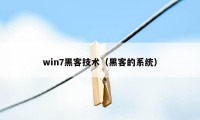 win7黑客技术（黑客的系统）