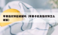 苹果指纹锁能破解吗（苹果手机有指纹锁怎么破解）