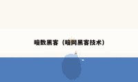 暗数黑客(暗网黑客技术)