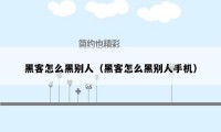 黑客怎么黑别人(黑客怎么黑别人手机)