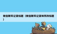 微信聊天记录标题（微信聊天记录如何改标题）