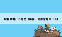 解释黑客什么意思（黑客一词原意是指什么）