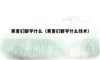 黑客们都学什么(黑客们都学什么技术)